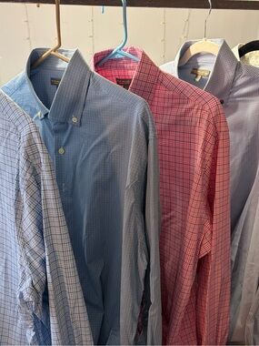 Peter Millar Plaid Dress Shirts in Blue and Pink